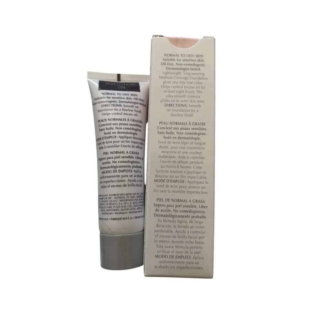 Mary Kay Medium Coverage Foundation Ivory 104 Wide Gray Lid new in box